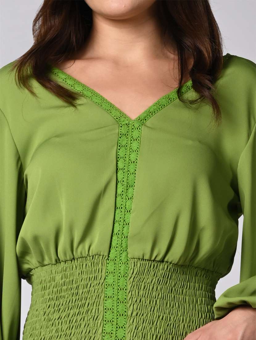 women solid puff sleeves blouson top - 21840726 -  Standard Image - 4