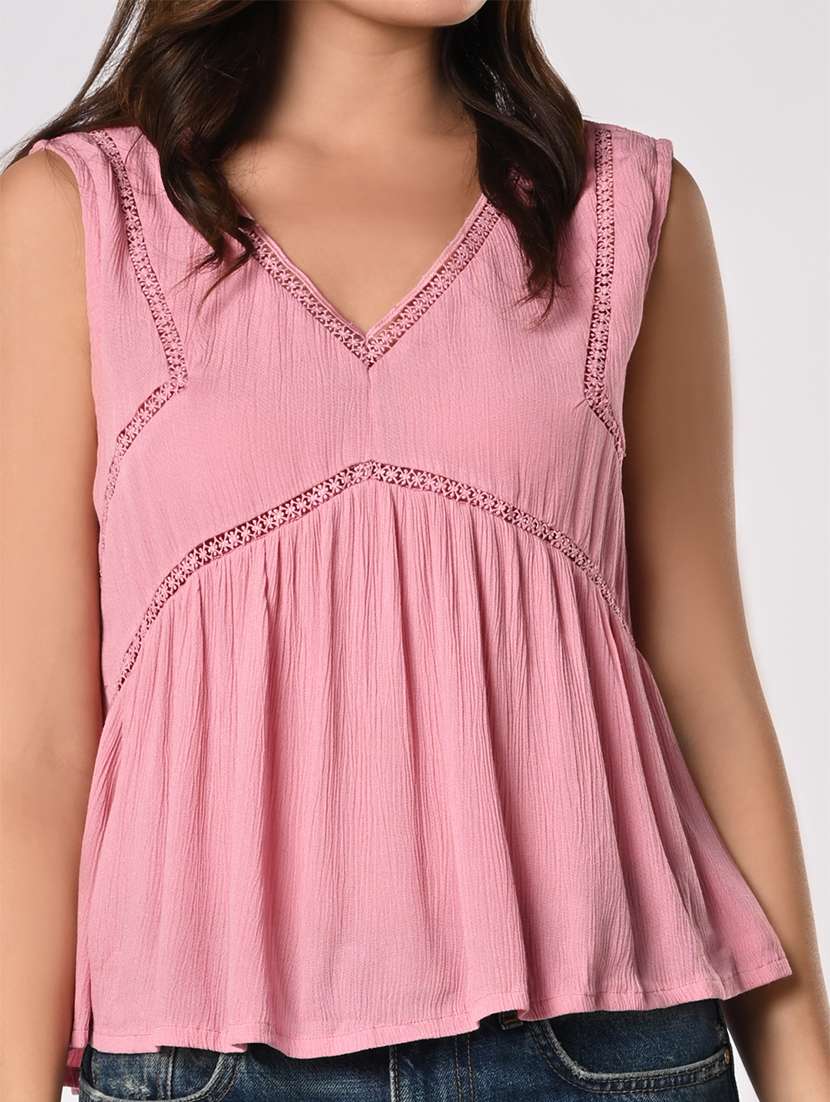 women solid sleevless flared top - 21840727 - Standard Image - 4
