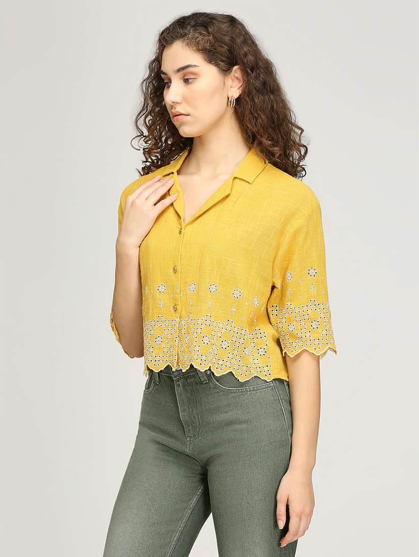 women schiflli detailed crop top - 21840765 -  Standard Image - 1