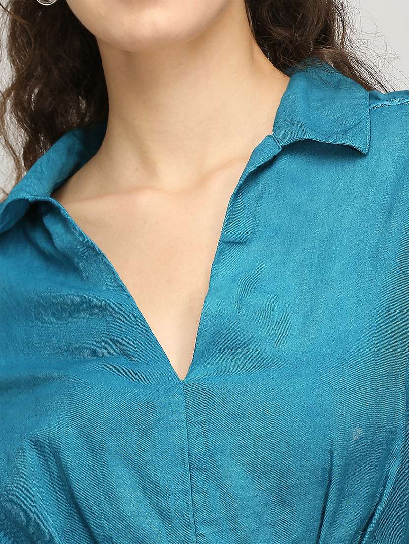 women solid collared crop blouson top - 21840776 -  Standard Image - 4