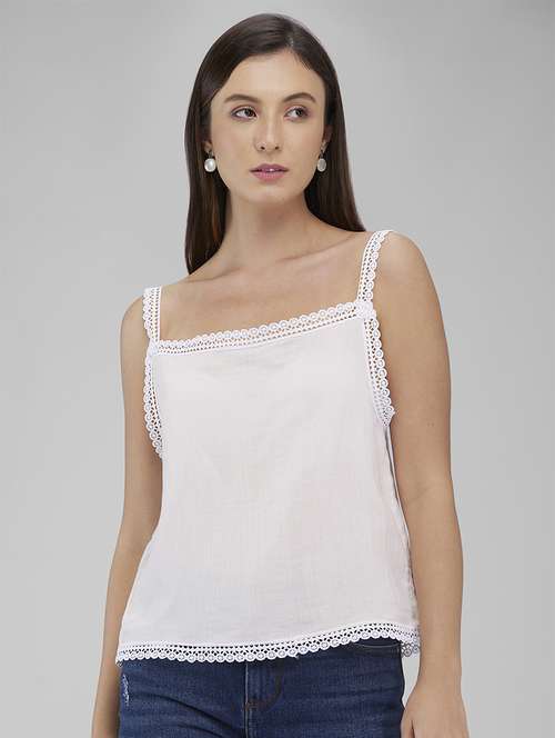 women lace detailed shoulder strap tie back top - 21840779 -  Standard Image - 0