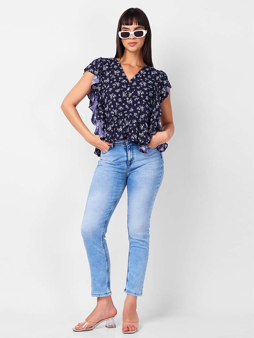 women floral printed ruffle sleeves top - 21840793 -  Standard Image - 4