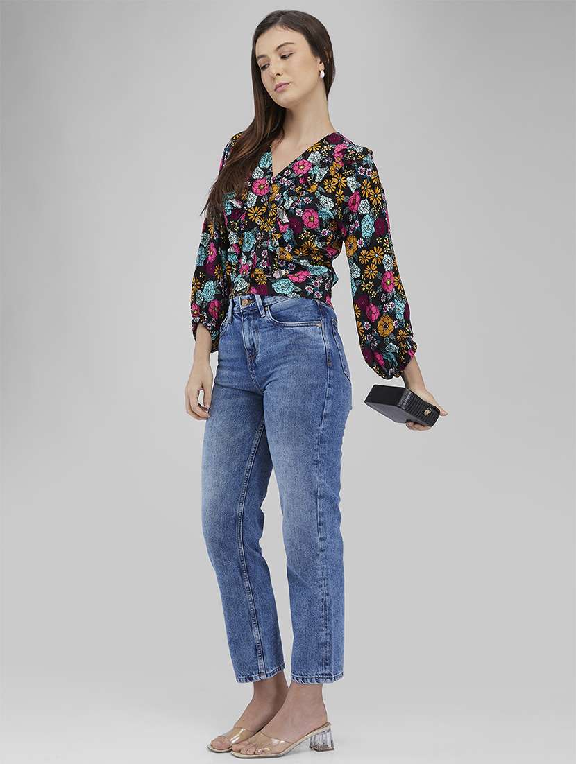 women floral print puff sleeves regular top - 21840799 - Standard Image - 4