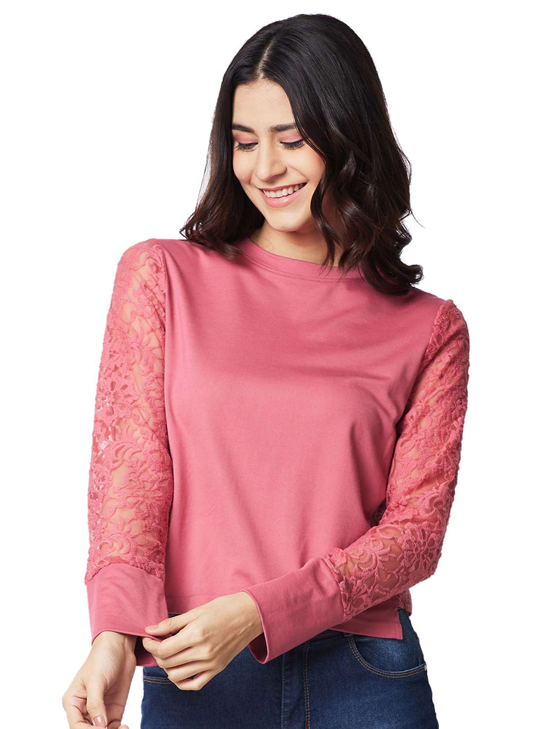 women solid long sleeves regular t-shirt