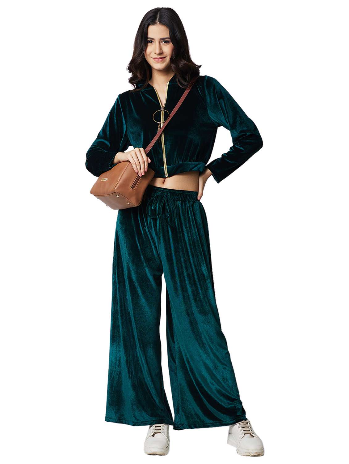 women solid top and palazzo co-ord set - 21840847 -  Standard Image - 1