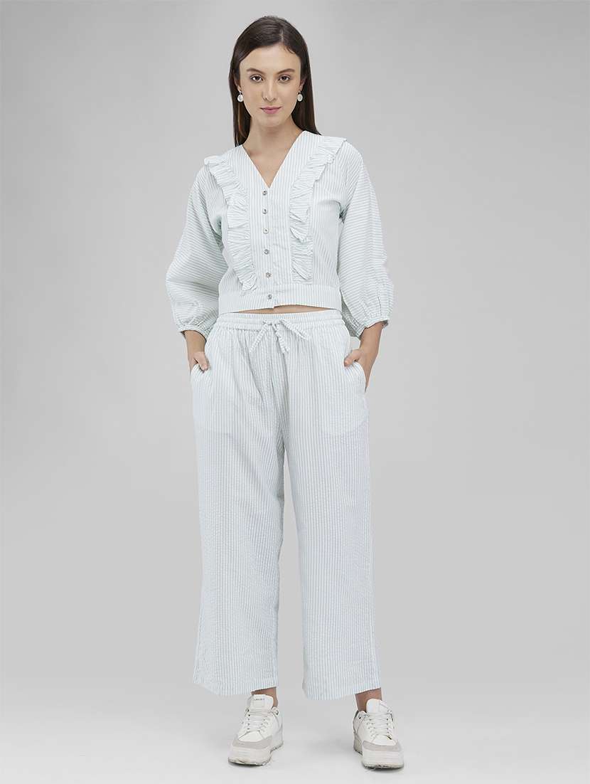 women striped shirt and trouser co-ords set - 21840852 - Standard Image - 1