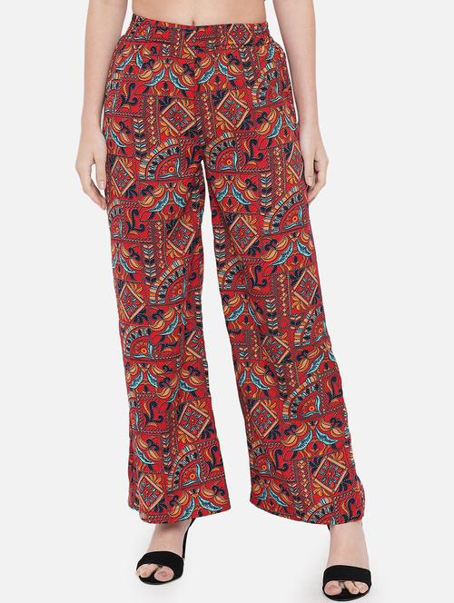 women printed high rise straight palazzo - 21840854 -  Standard Image - 0