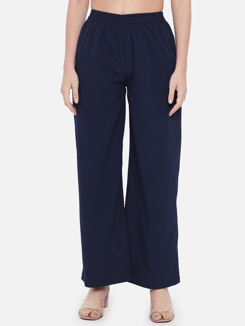 women solid high rise straight palazzo - 21840855 -  Zoom Image - 0