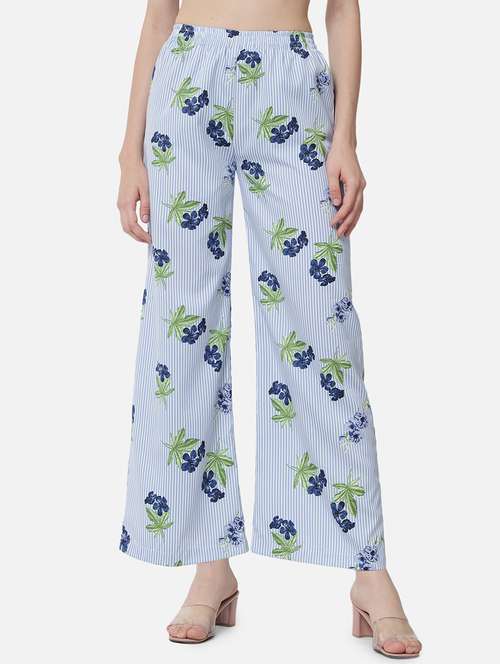 women printed high rise straight palazzo - 21840859 -  Standard Image - 0