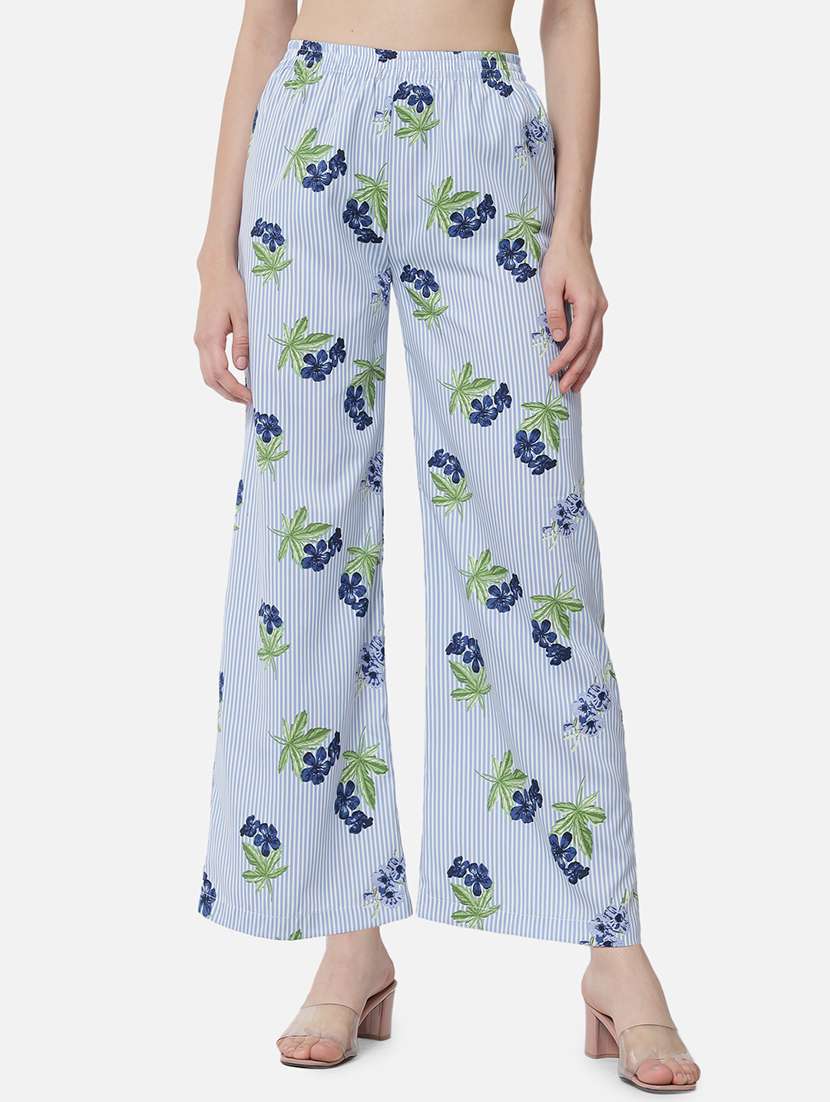 women printed high rise straight palazzo