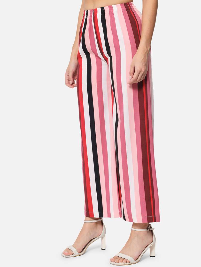 women striped high rise straight palazzo - 21840867 - Standard Image - 1