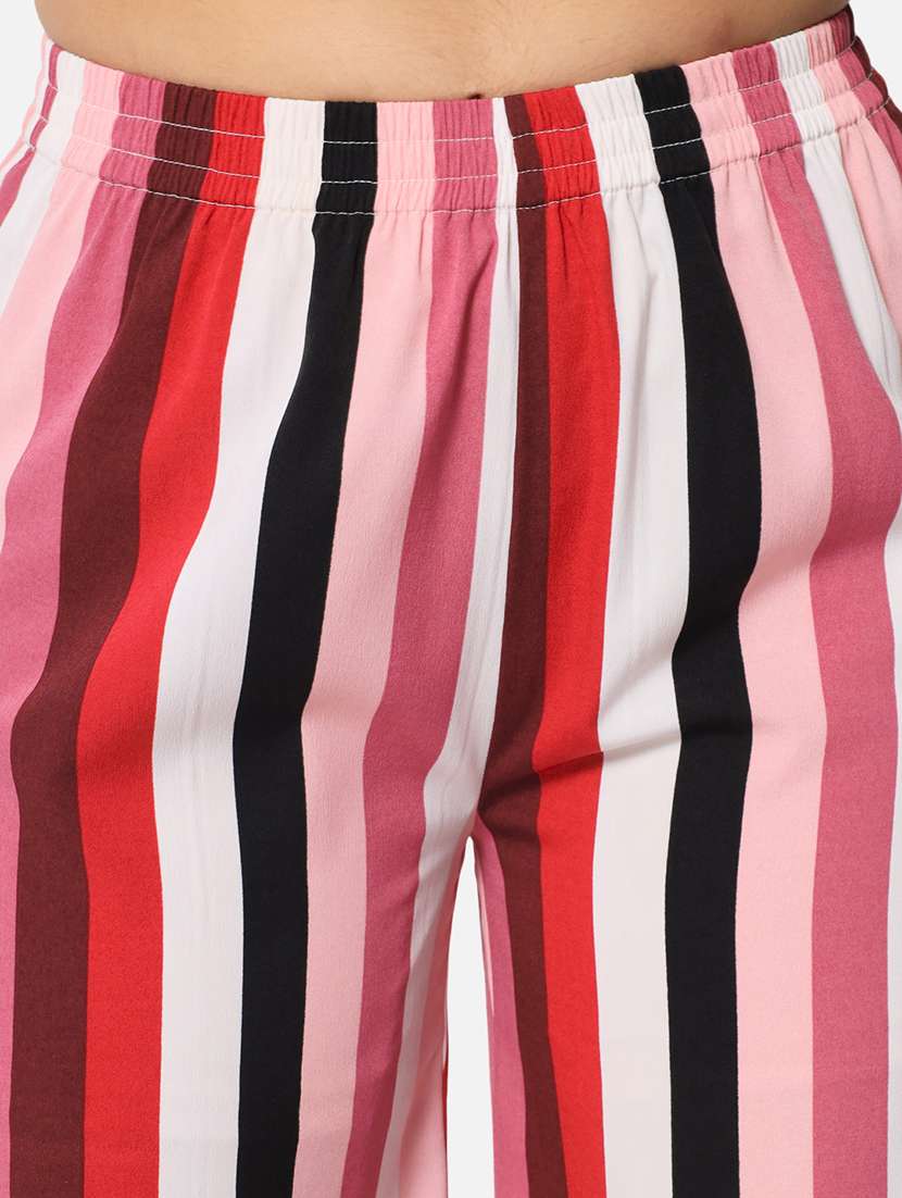 women striped high rise straight palazzo - 21840867 - Standard Image - 4