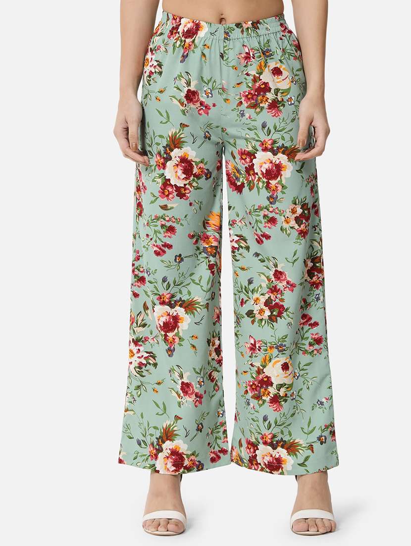 women printed high rise straight palazzo