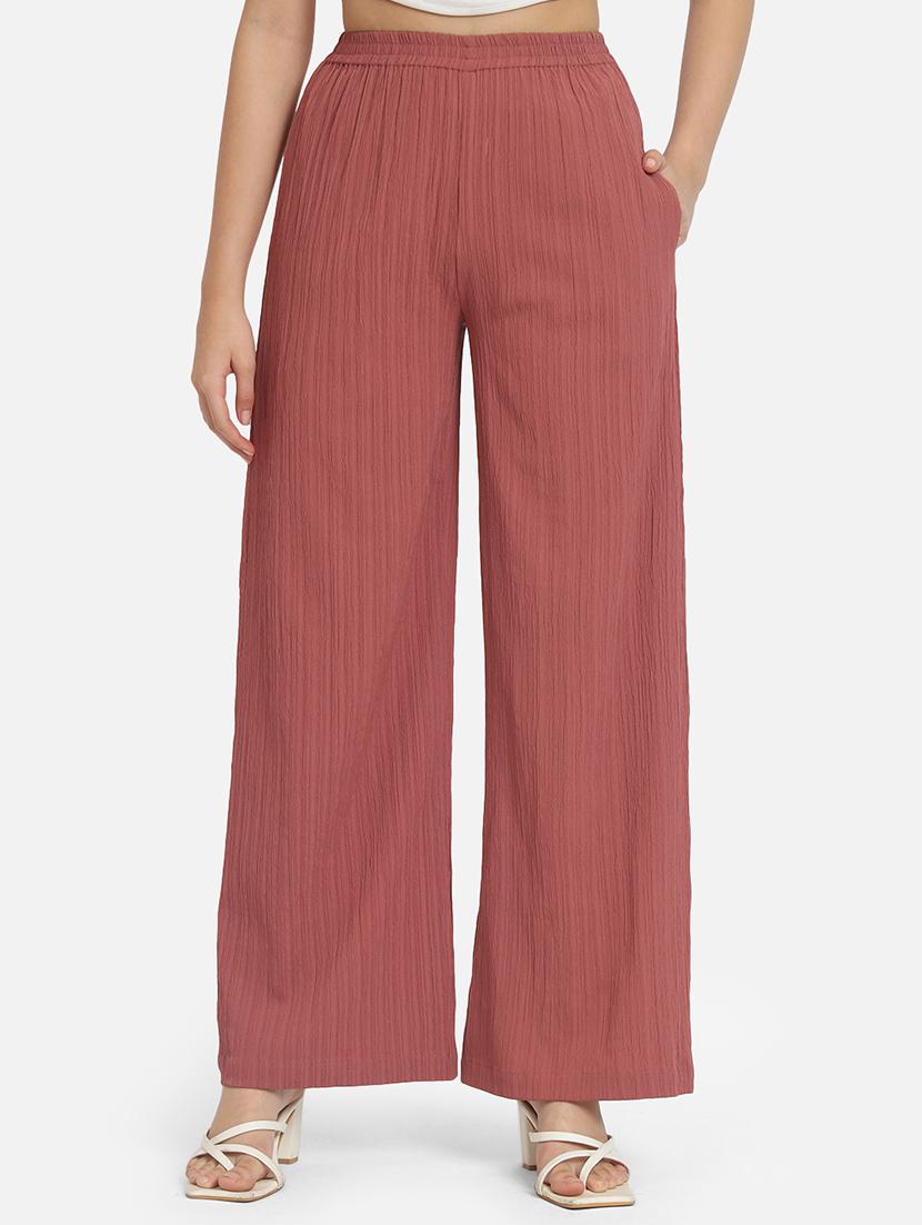 women solid mid rise straight palazzo - 21840877 - Zoom Image - 0