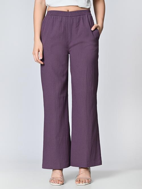 women solid mid rise straight palazzo - 21840880 - Standard Image - 0