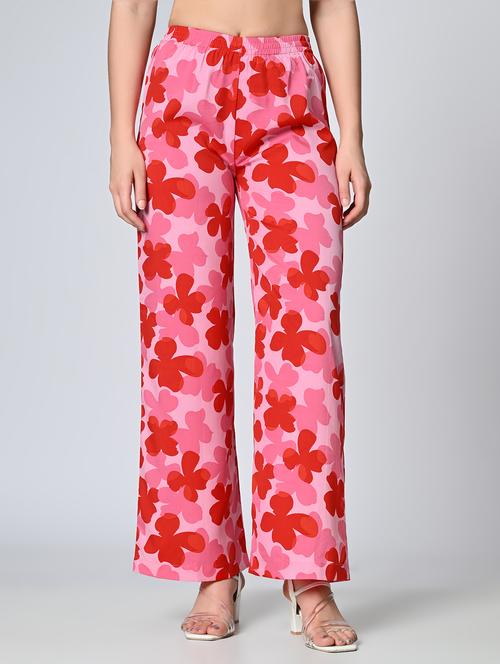 women printed high rise straight palazzo - 21840881 - Standard Image - 0