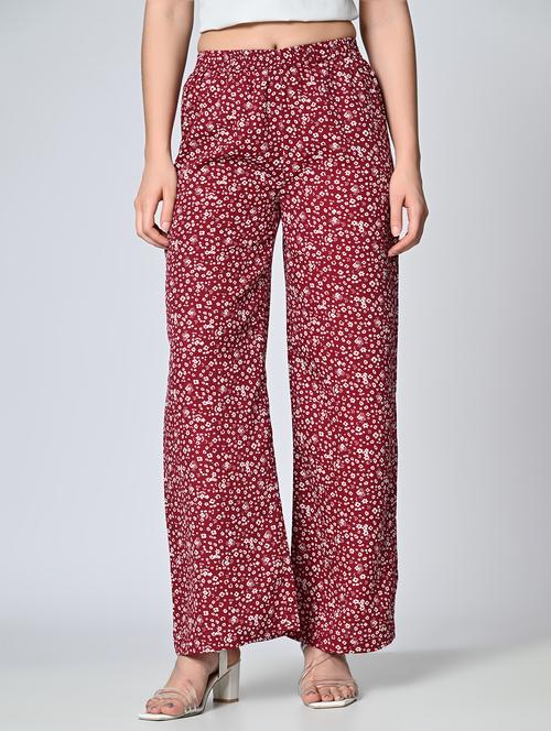 women printed high rise straight palazzo - 21840882 -  Standard Image - 0