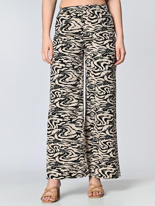 women printed high rise straight palazzo - 21840884 - Standard Image - 0