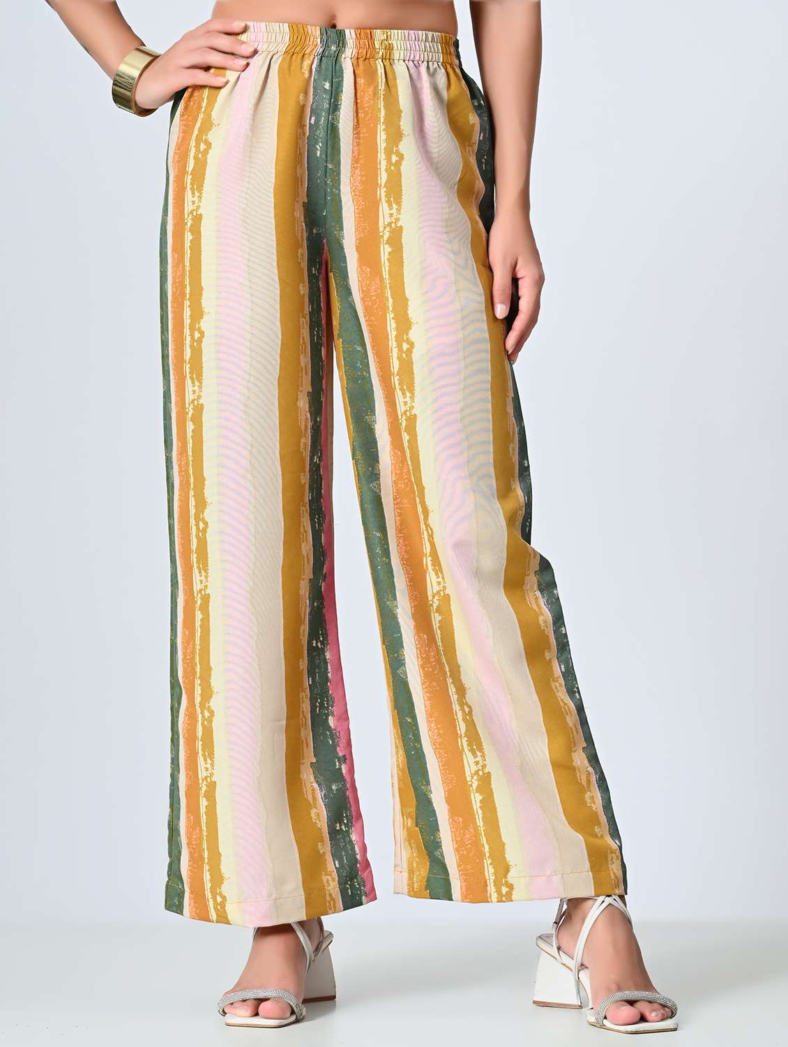 women printed high rise straight palazzo