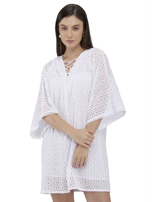 women flared sleeves schiffli a-line dress - 21840909 -  Standard Image - 0