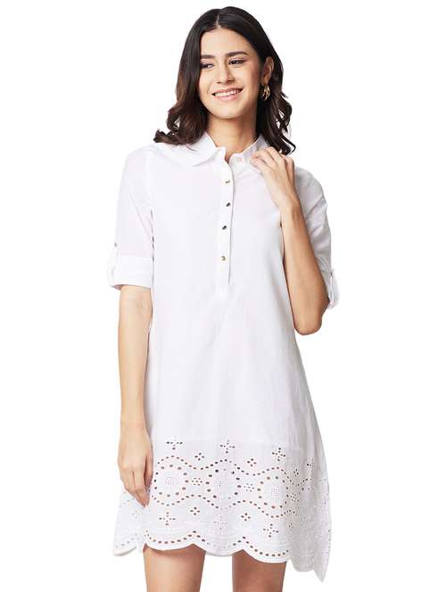 women collared schiffli shift dress - 21840911 - Standard Image - 0