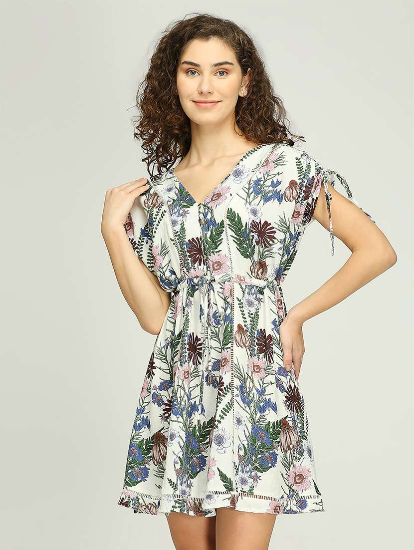 women printed short sleeves a-line dress - 21840917 - Zoom Image - 0