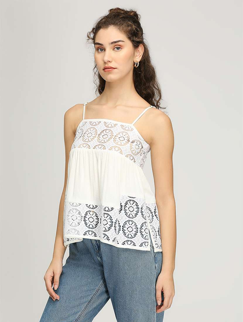 women laced shoulder strap a-line top - 21840925 -  Standard Image - 1