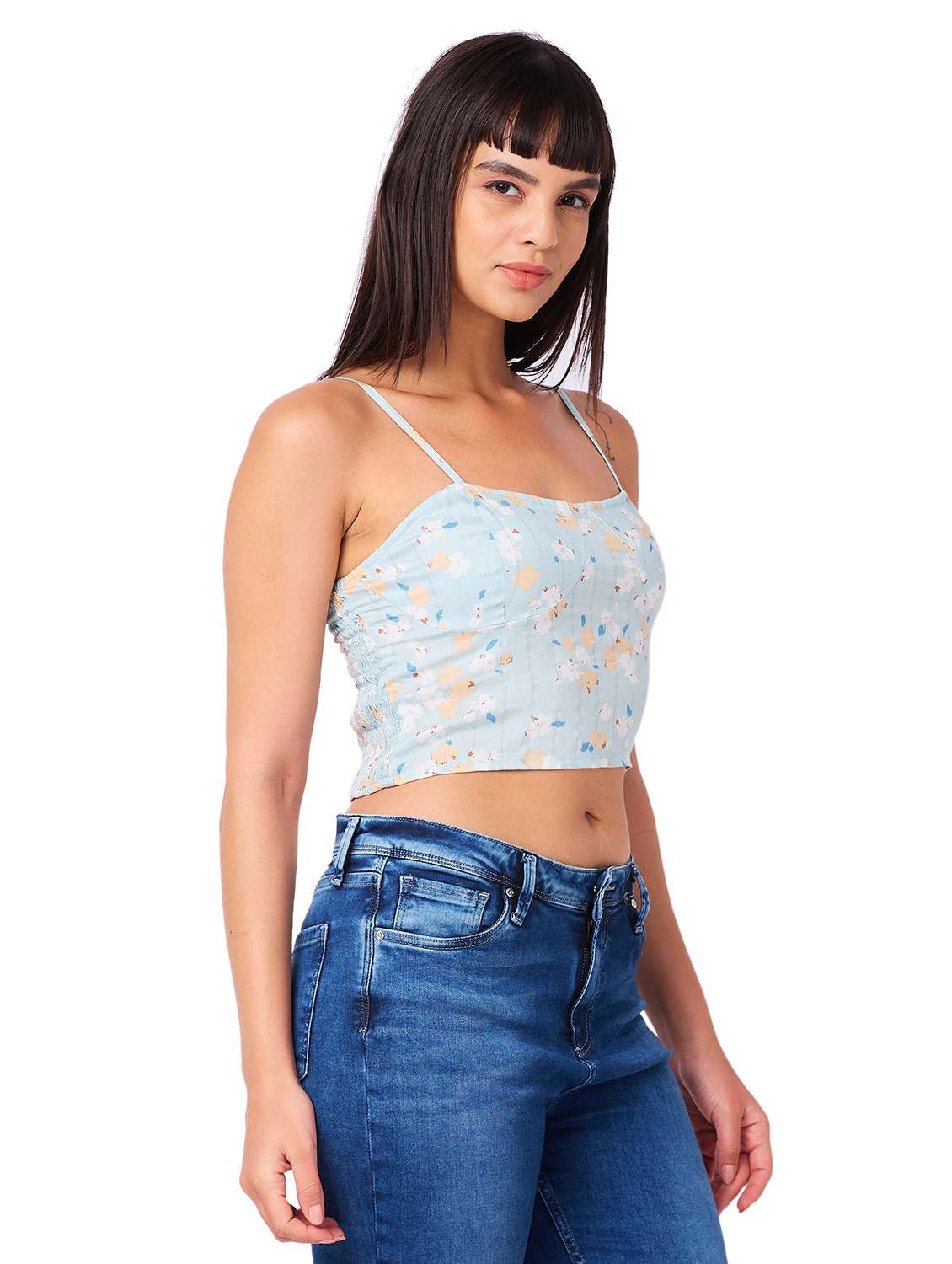 women printed shoulder strap crop top - 21840934 -  Standard Image - 1