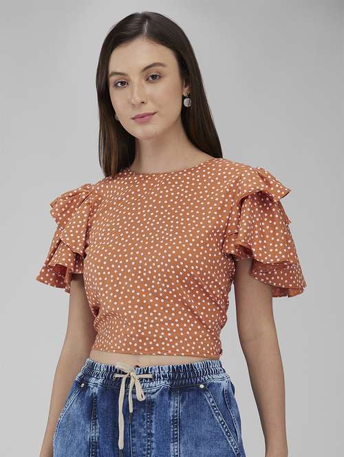 women polka doted crop backless top - 21840942 -  Standard Image - 0