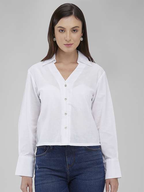women solid long sleeve regualr fit shirt - 21840956 - Standard Image - 0
