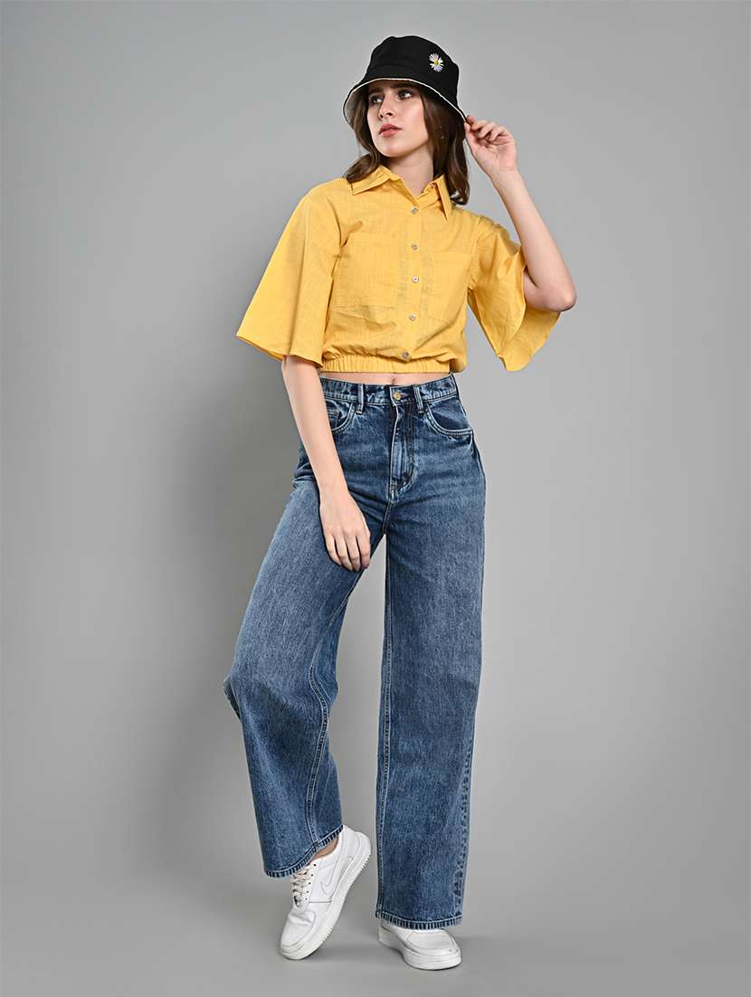 women solid collared regular shirt - 21840966 - Standard Image - 4