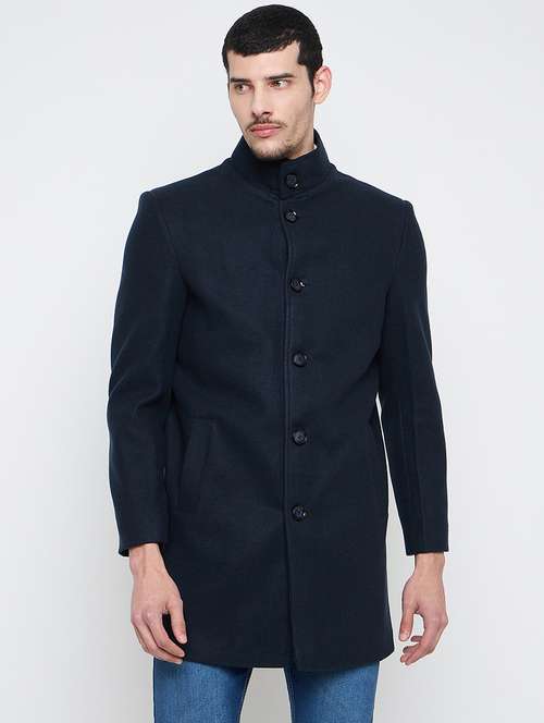 men stand collared long sleeves trenchcoat coat