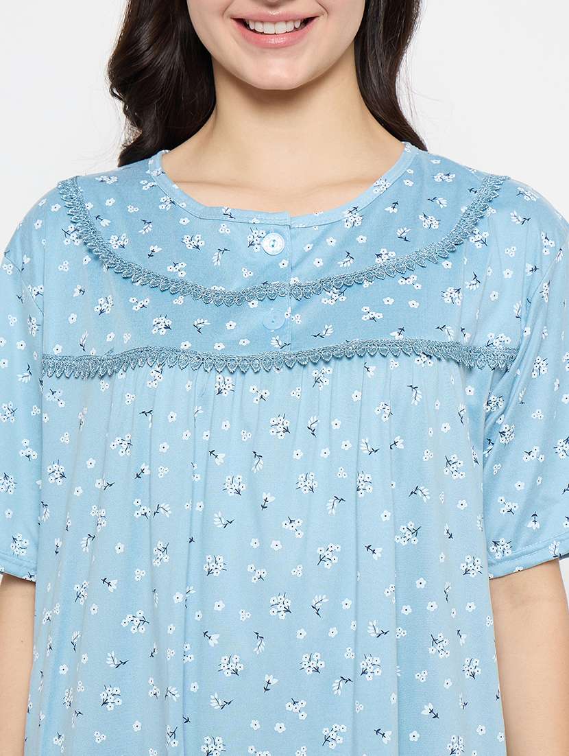 women floral printed short sleeve nighty - 21840982 -  Standard Image - 4