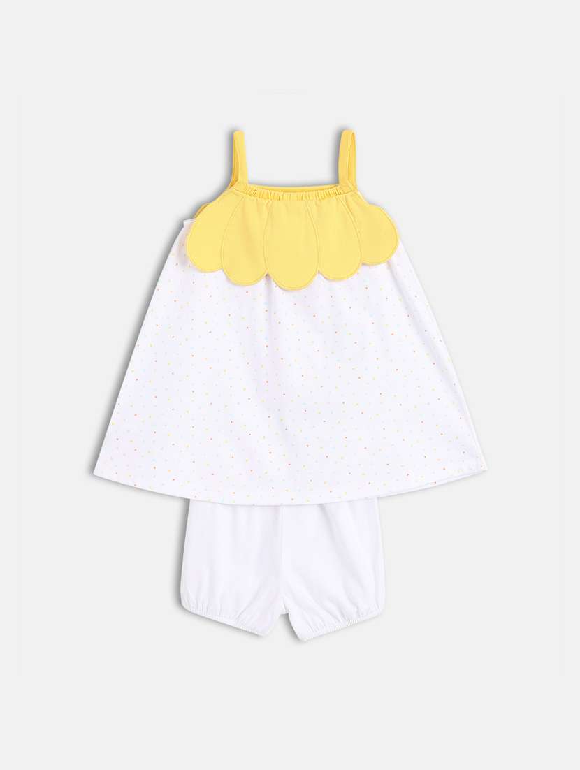 girls white printed frock with bloomer - 21840992 -  Standard Image - 1