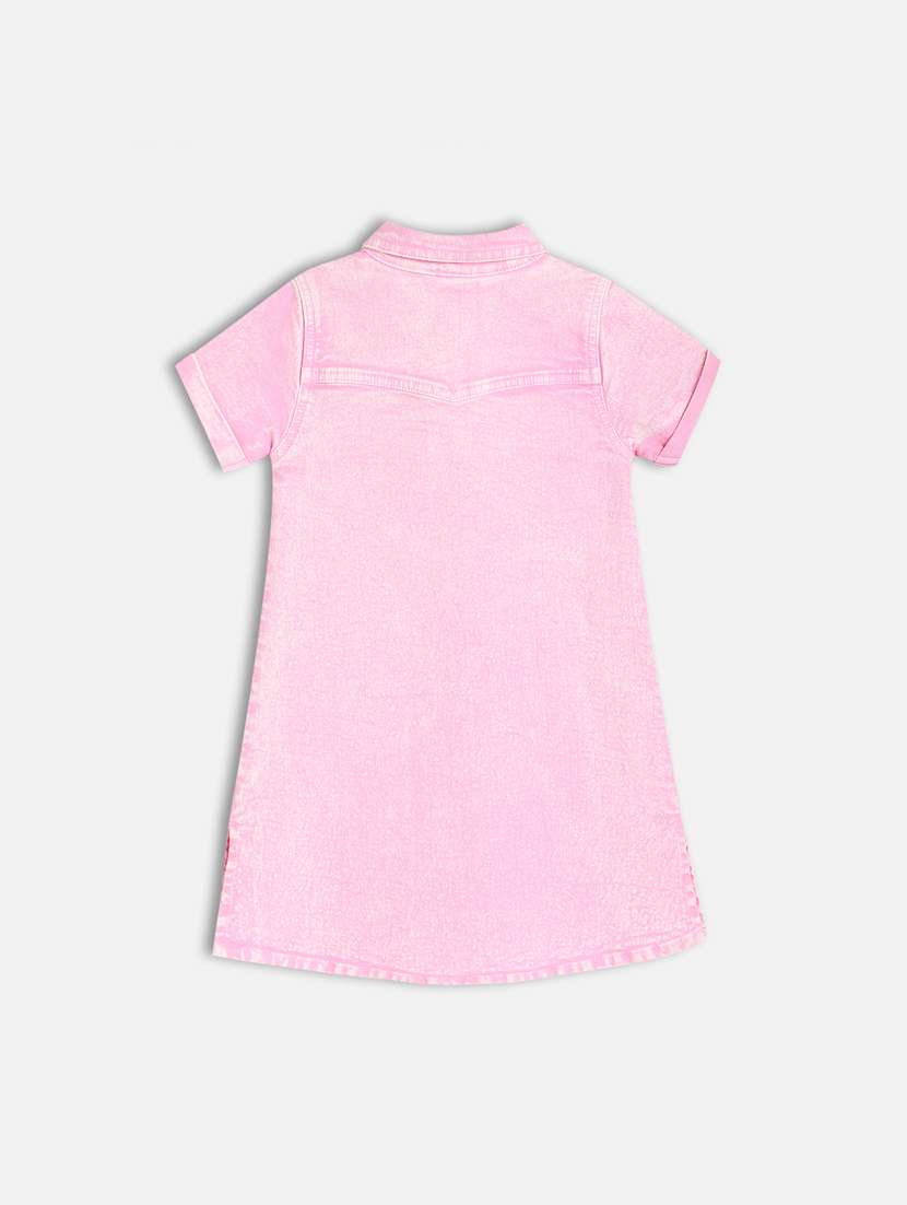 girls pink solid short sleeve a-line dress - 21840996 -  Standard Image - 1