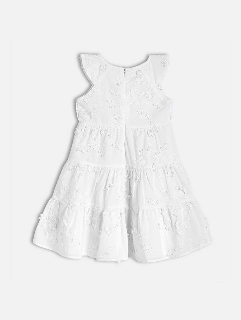 girls white self design round neck frock - 21840997 -  Standard Image - 1