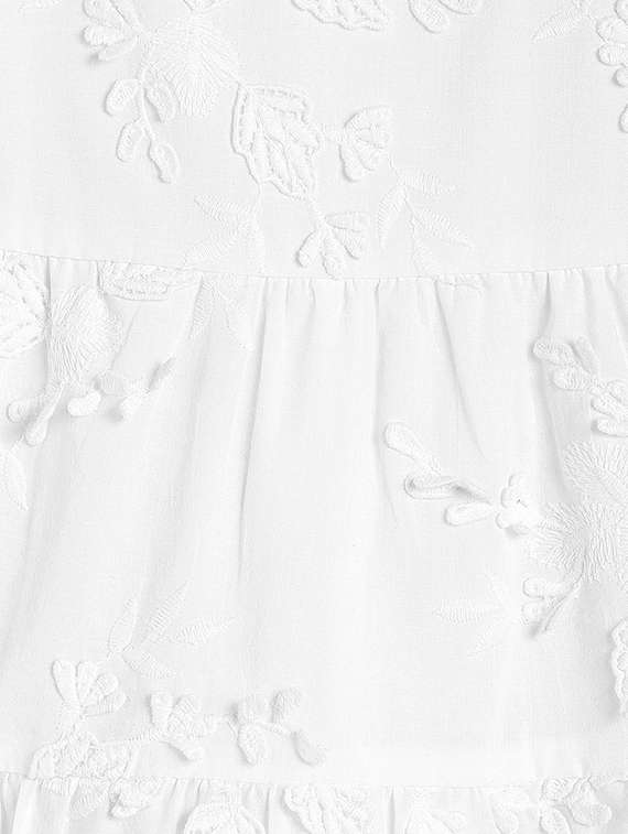 girls white self design round neck frock - 21840997 -  Standard Image - 4