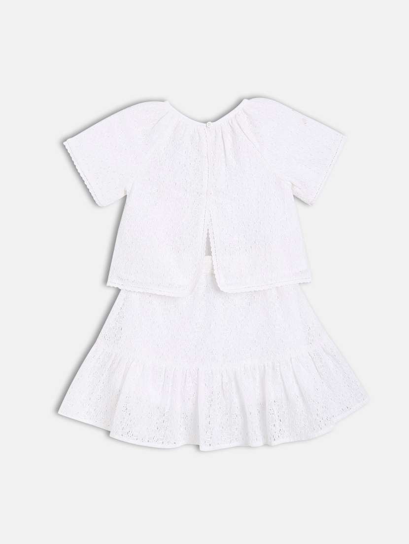 girls white solid skirt & top set - 21841023 -  Standard Image - 1