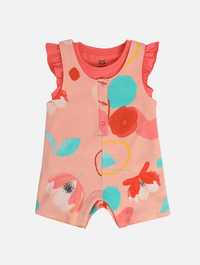 girls coral printed top & dungaree set - 21841025 -  Standard Image - 1
