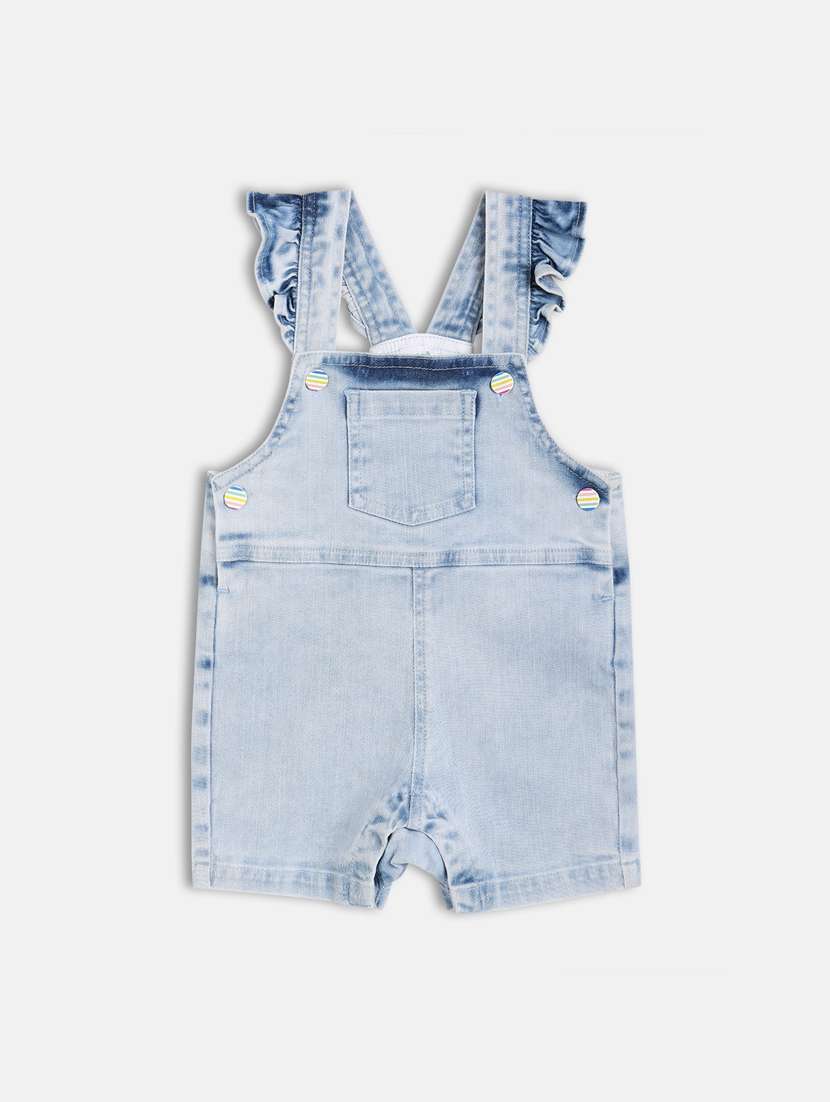 girls light blue printed t-shirt & dungaree set - 21841028 -  Standard Image - 1