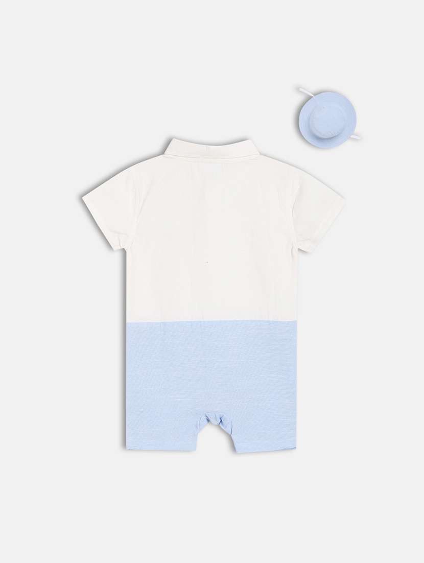 kids white color block  short sleeve romper - 21841055 -  Standard Image - 1