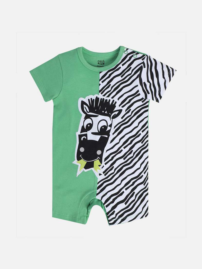 kids green printed round neck romper - 21841059 -  Standard Image - 1