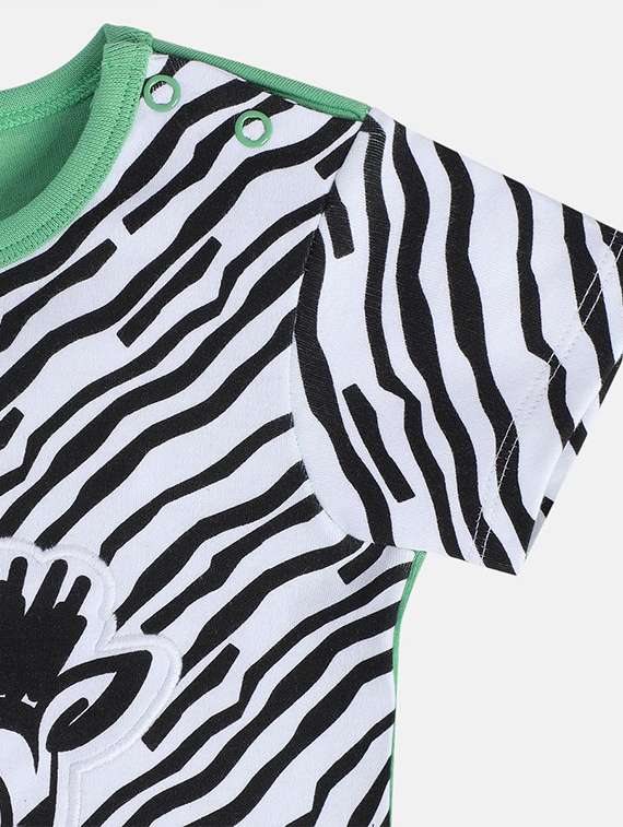 kids green printed round neck romper - 21841059 -  Standard Image - 4