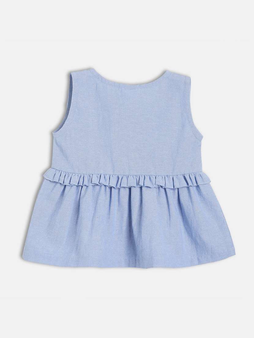 girls blue placement print round neck top - 21841165 -  Standard Image - 1