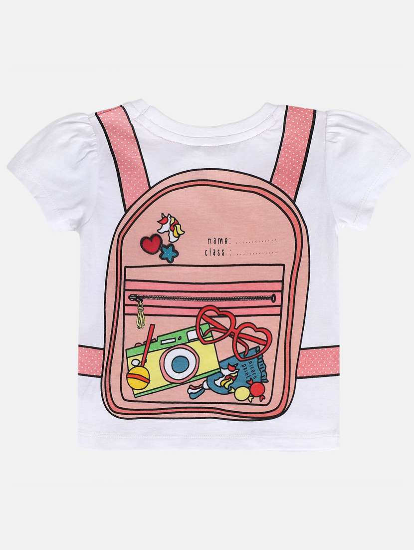 girls front & back print round neck t-shirt - 21841181 -  Standard Image - 1