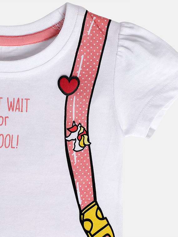 girls front & back print round neck t-shirt - 21841181 -  Standard Image - 4