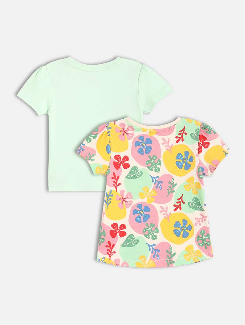 girls pack of 2 printed round neck t-shirt - 21841189 -  Standard Image - 1