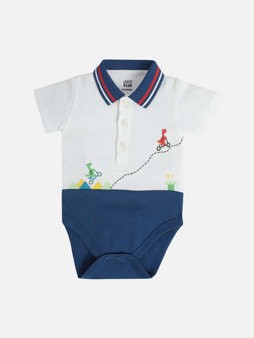 kids white & blue color block short sleeve onesies - 21841221 -  Standard Image - 1