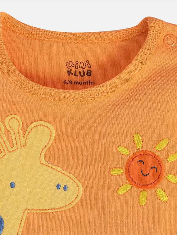 kids orange printed round neck onesies - 21841222 -  Standard Image - 4