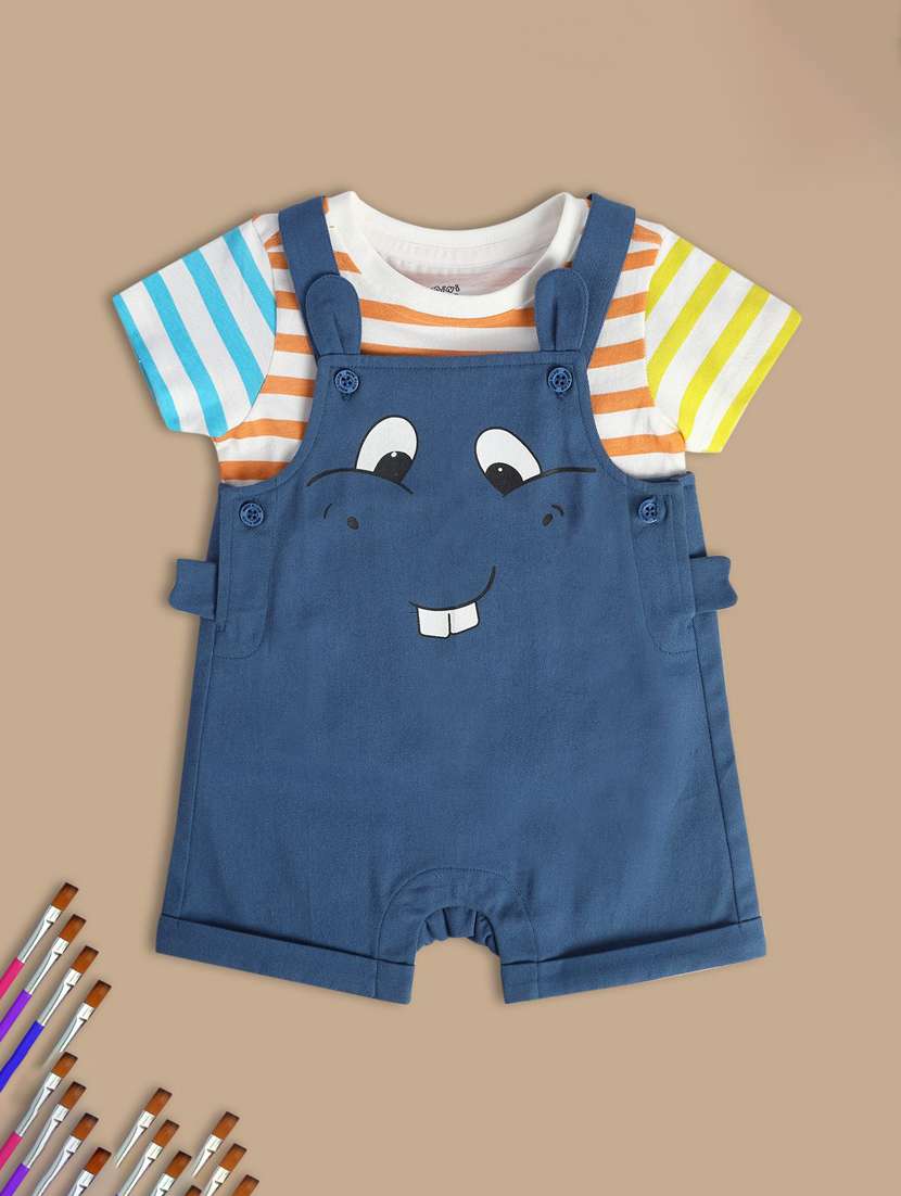 boys printed t-shirt & dungarees sets 